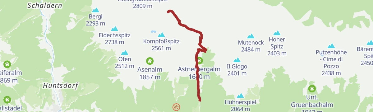Route map: Tiefrasten hut and lake